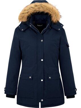 Plus Size Women's Waterproof Puffer Coat with Hood - Warm Winter Jacket